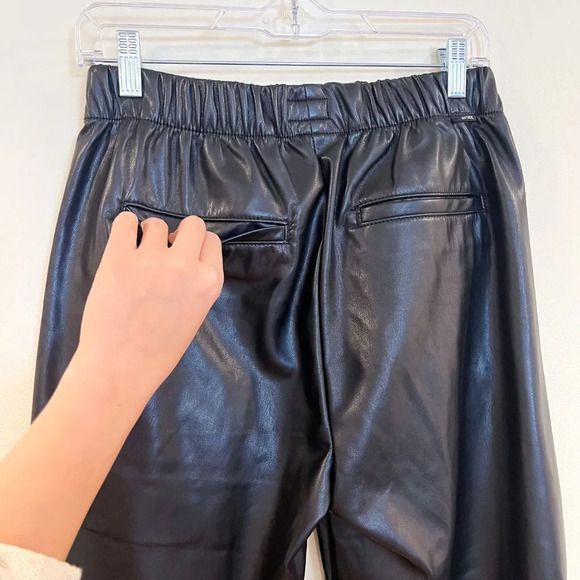 Mother Skippety Ankle Black Faux Vegan Leather Classic Straight Leg Pants Small - Picture 8 of 12